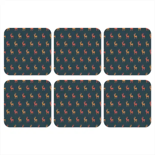 Patroon - Herten - Blauw onderzetter kurk middel 366 -3d