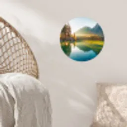 Meer - Bos - Bergen - Natuur - Zon - Landschap Wandcirkel behangsticker klein -sfeer4