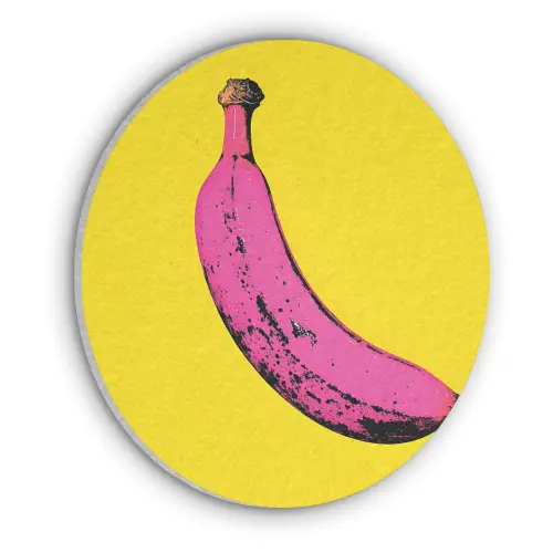 Banaan - Grafisch - Geel Akoestische PET Vilt - Rond klein -3d