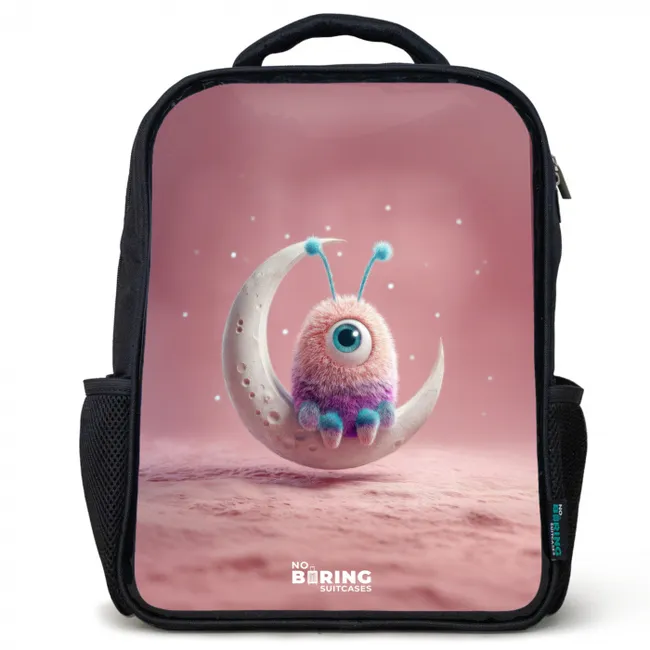 Maanwip met Pluizig Wezentje Rugzak - Zwart middel -3d