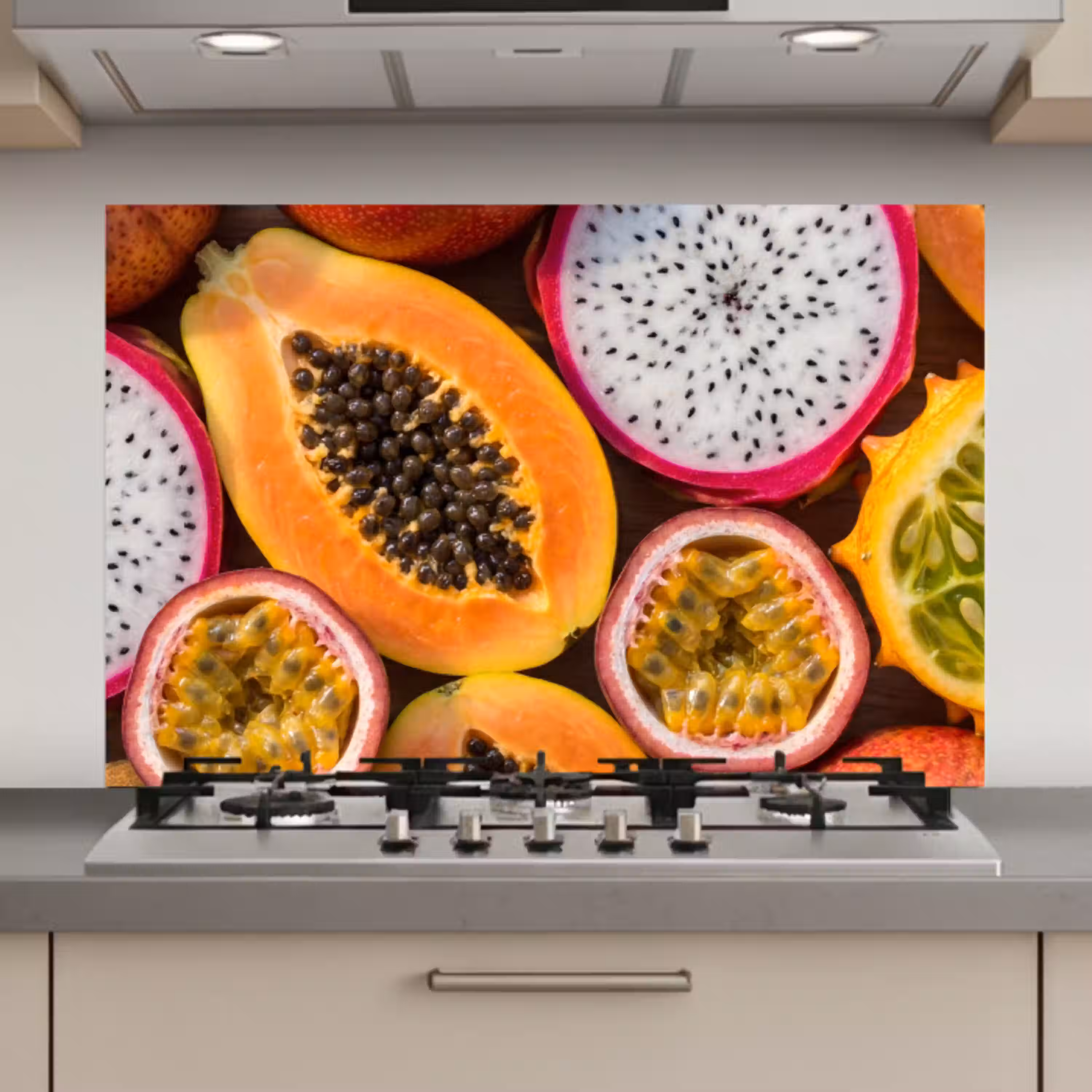 Fruit - Geopend - Tropisch - Eten - Kleurrijk keuken achterwand spatscherm klein -3d_website
