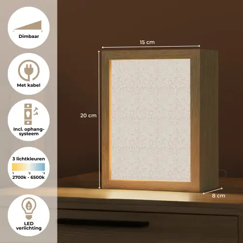 Bloemen - Bladeren - Licht - Taupe Light Box met kabel (Tafellamp) klein 925 -USP_NL