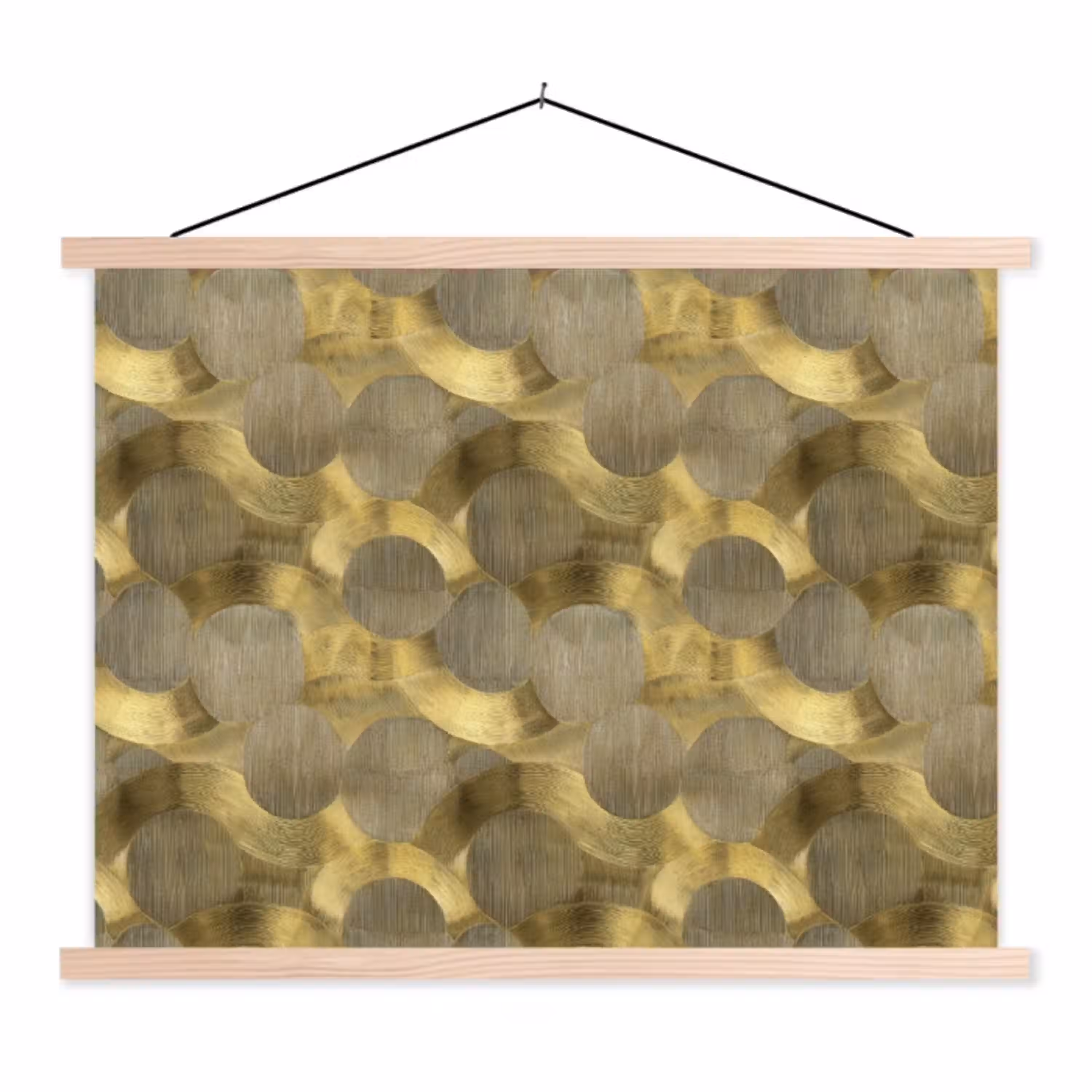 Modern - Geometrisch - Goud textielposter latten blank klein 122 -3d
