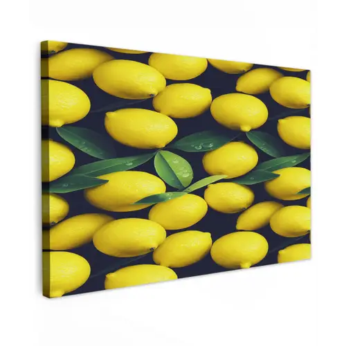 Gele - Citroenen - Druppels - Fruit Tuinposter op houten frame 2 cm dik klein 845 -3d