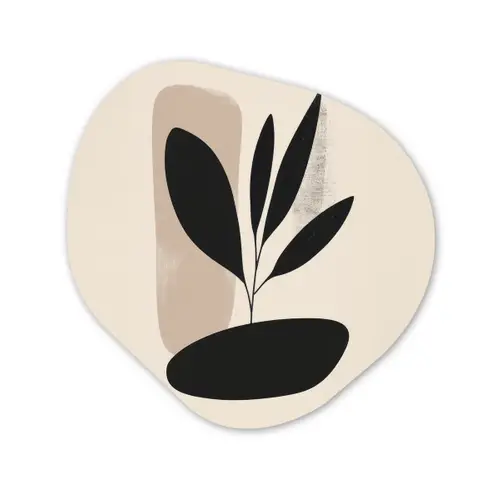 Plant - Beige - Japandi Wandcirkel Organisch Aluminium middel -3d
