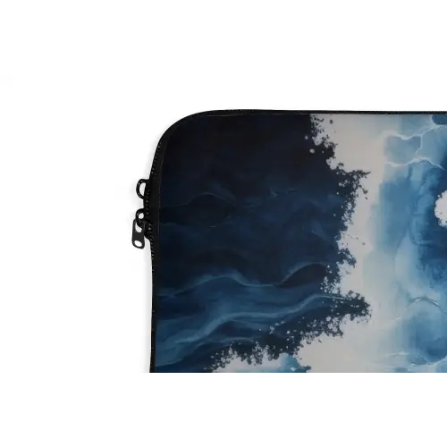 Golven - Blauw - Schuim laptophoes neopreen klein -detail