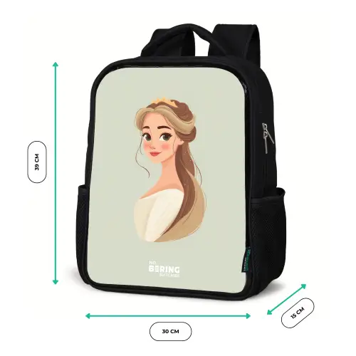 Prinses met een tiara - Groen Rugzak - Zwart middel -productfoto_formaten