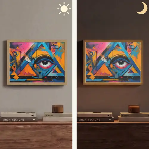Graffiti - Kleuren - Oog - Kunst Light Box met batterij (Wandlamp) middel -sfeer3