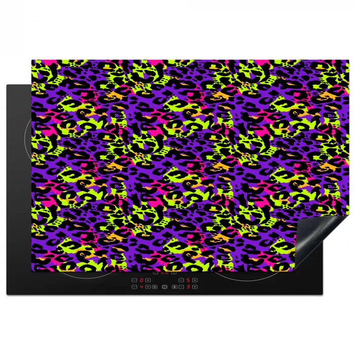 Paars - Neon - Dieren - Panter Inductie beschermer vinyl 3mm klein 276 -3d