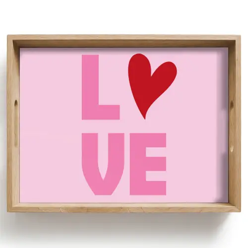 Love - Roze - Hart - Valentijn Dienblad Rechthoek middel -z3d_shopping
