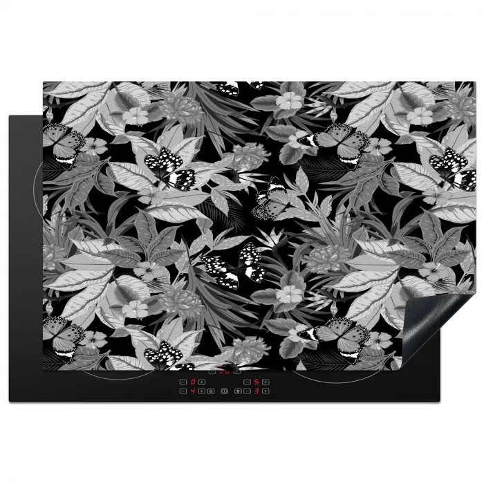 Zomer - Vlinder - Zwart - Grijs Inductie beschermer vinyl 3mm klein 276 -3d