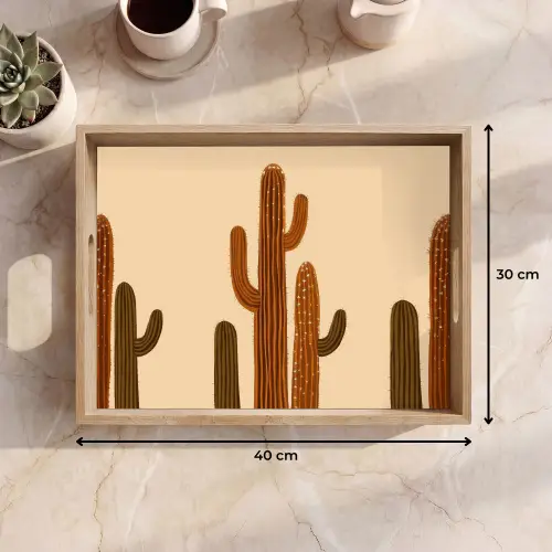 Cactus - Woestijn - Zand - Bruin Dienblad Rechthoek middel -USP_Formaat