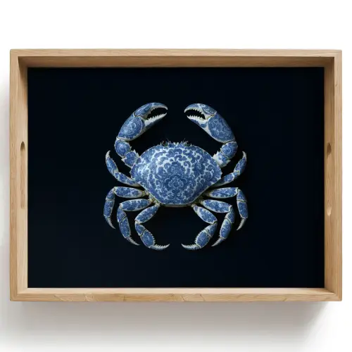 Krab - Delfts blauw - Dieren Dienblad Rechthoek middel -z3d_shopping