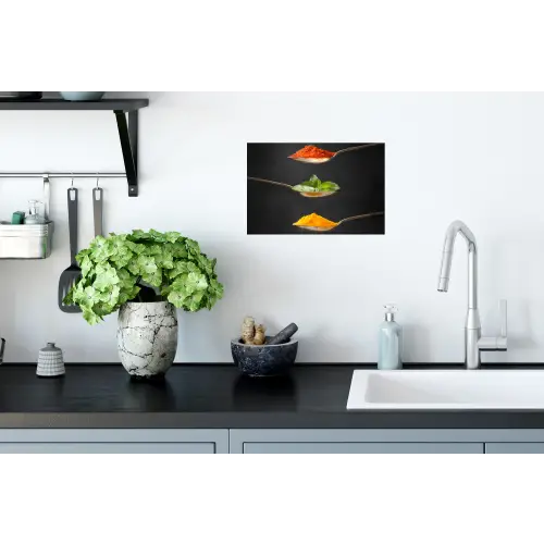 Kruiden - Lepel - Specerijen - Zwart - Italiaans Muursticker klein -keuken