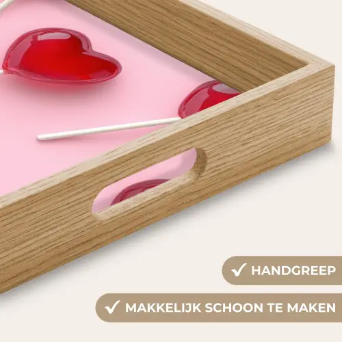 Lollies - Hartjes - Roze Dienblad Rechthoek middel -USP_HandgreepNL