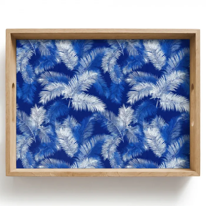 Palmblad - Patroon - Blauw Dienblad Rechthoek middel 911 -z3d_shopping