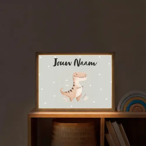 Bloemen - Blauw - Stippen - Dino Light Box met batterij (Wandlamp kind) middel -sfeer1_kind
