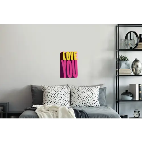 Love - Tekst - Roze - Valentijn Muursticker klein -slaapkamer