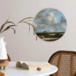Gezicht op Haarlem met bleekvelden - Schilderij van Jacob van Ruisdael Wandcirkel kunststof plaat 5mm dik klein -sfeer4