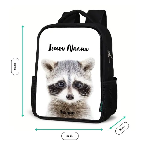 Rachid Racoon Rugzak - Zwart middel -productfoto_formaten