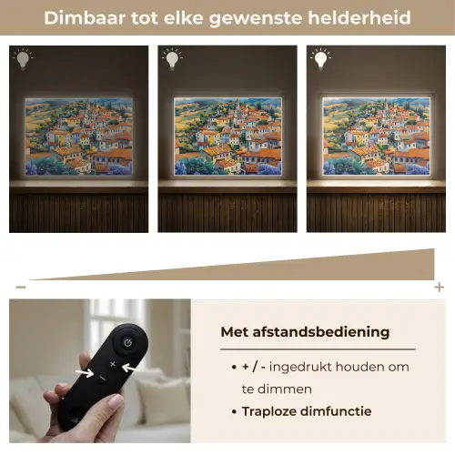 Dorp - Heuvels - Landschap - Bomen Light Box met batterij (Wandlamp) middel -USP_dimbaarNL