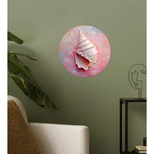 Schelp - Pastel - Pink Wandcirkel behangsticker klein -sfeer2