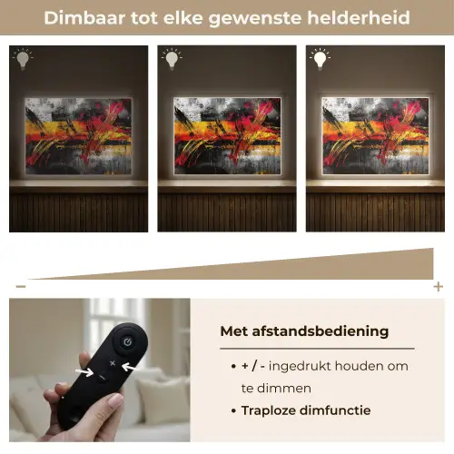 Kunst - Zwart - Abstract Light Box met batterij (Wandlamp) middel -USP_dimbaarNL