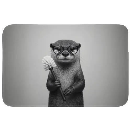 Otter - Wc-borstel - Bril - Zwart - Wit Badmat klein -3d