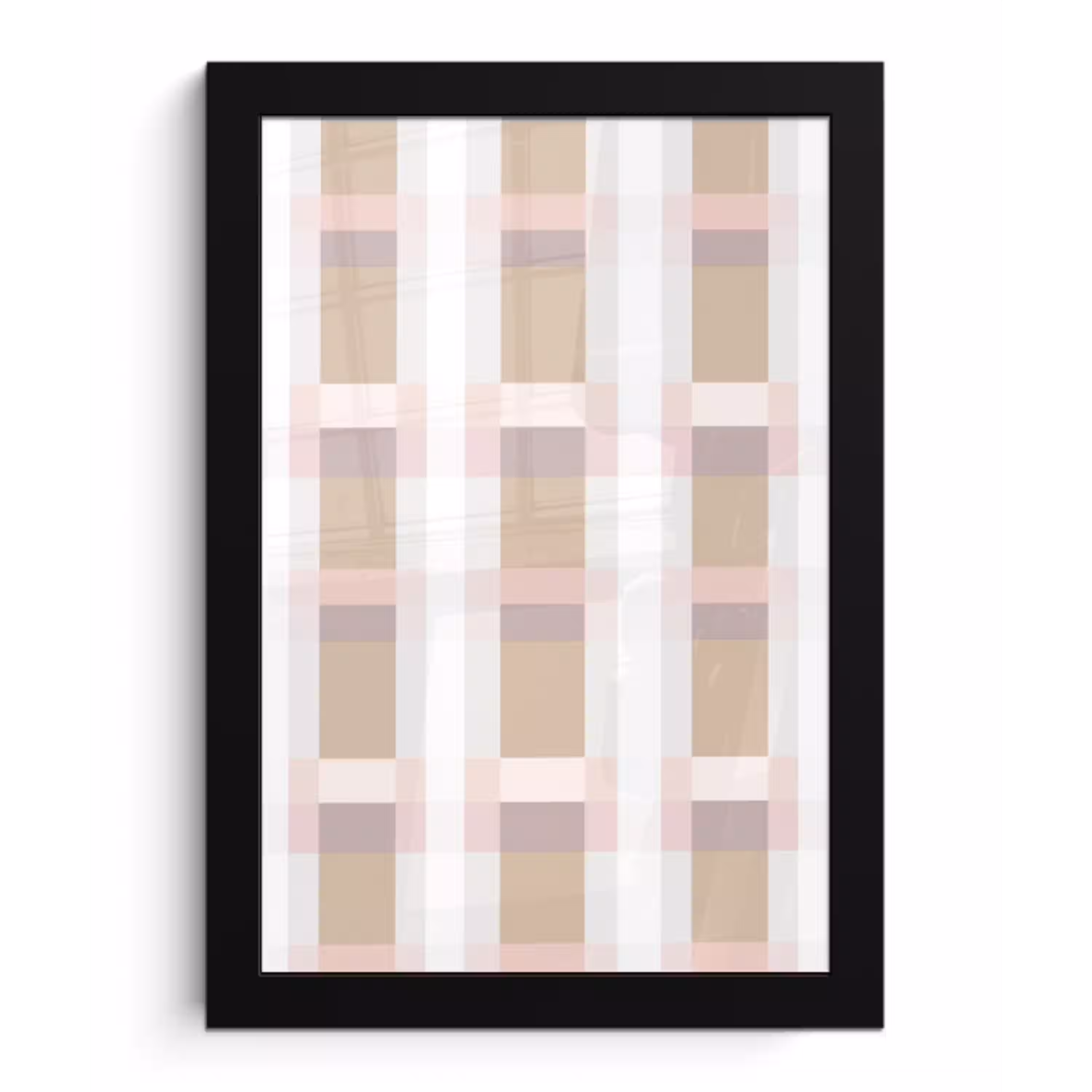 Ruitpatroon - Aardetinten - Minimalistisch fotolijst zwart zonder passe partout klein 224 -3d