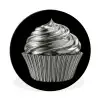 Cupcake - Luxueus - Zilver Wandcirkel aluminium klein -3d