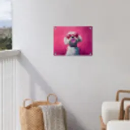 Pink - Hond - Bubbel tuinposter los doek klein -sfeer8