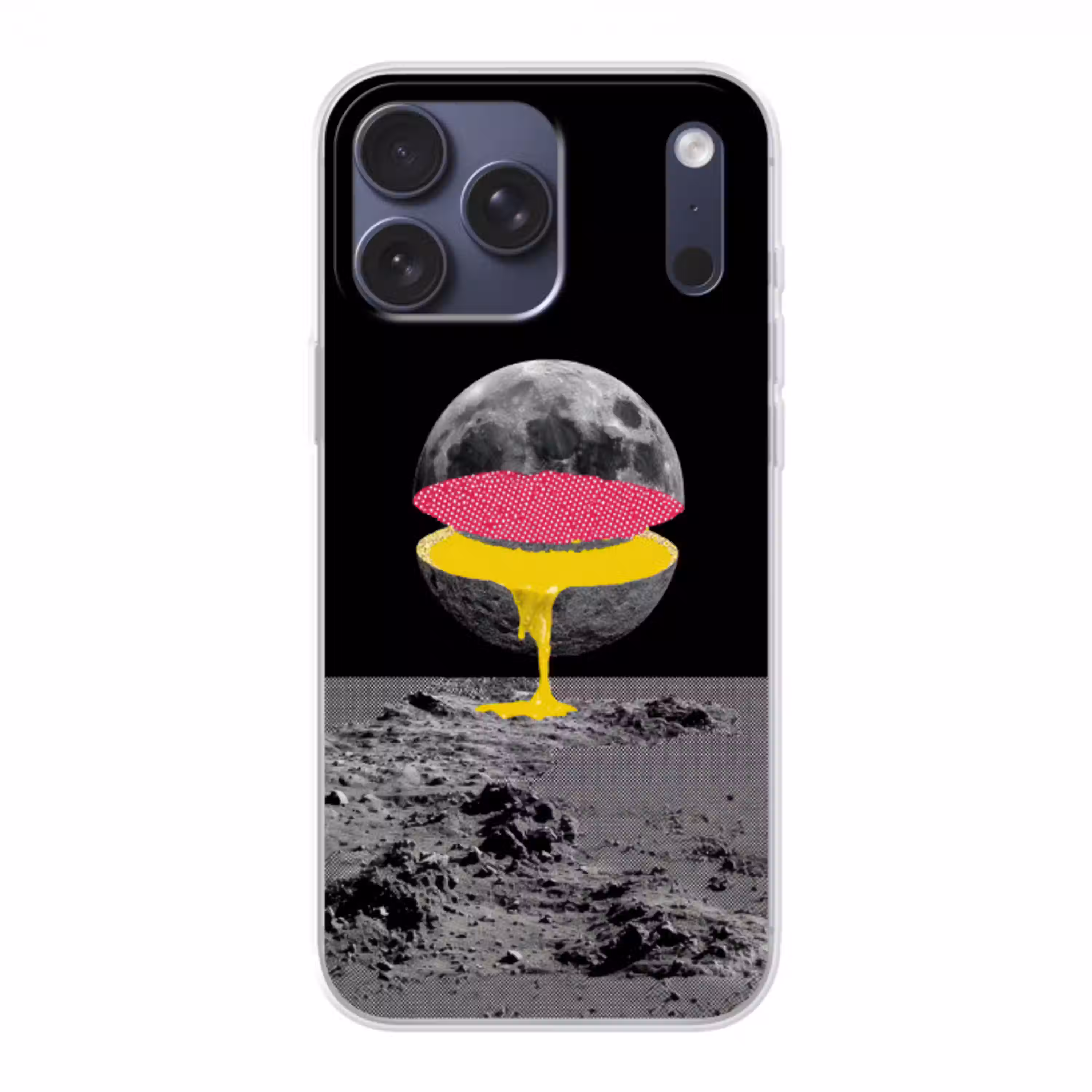 Maan - Geel - Roze - Zwart Telefoonhoesje iPhone 17 Pro Max klein -3d