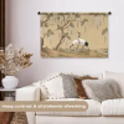 Kraanvogels - Water - Beige Wandkleed katoen middel -sfeer1