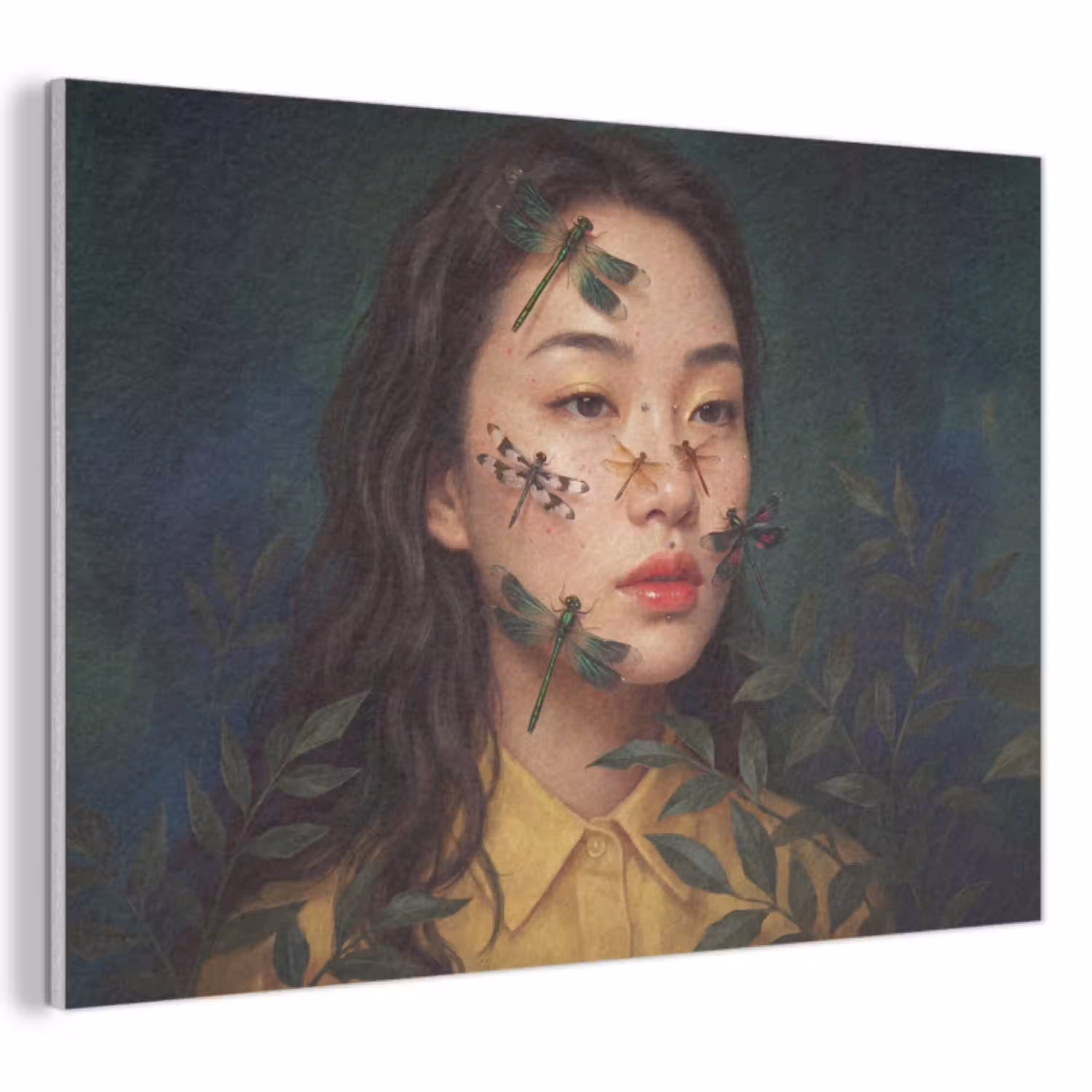 Vrouw - Insecten - Natuur - Portret - Groen PET vilt klein -3d