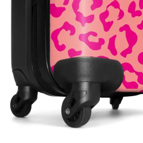 Dierenprints - Panterprint koffer in roze en koraalroze NBS - Handbagage koffer - Unisex middel -wiel