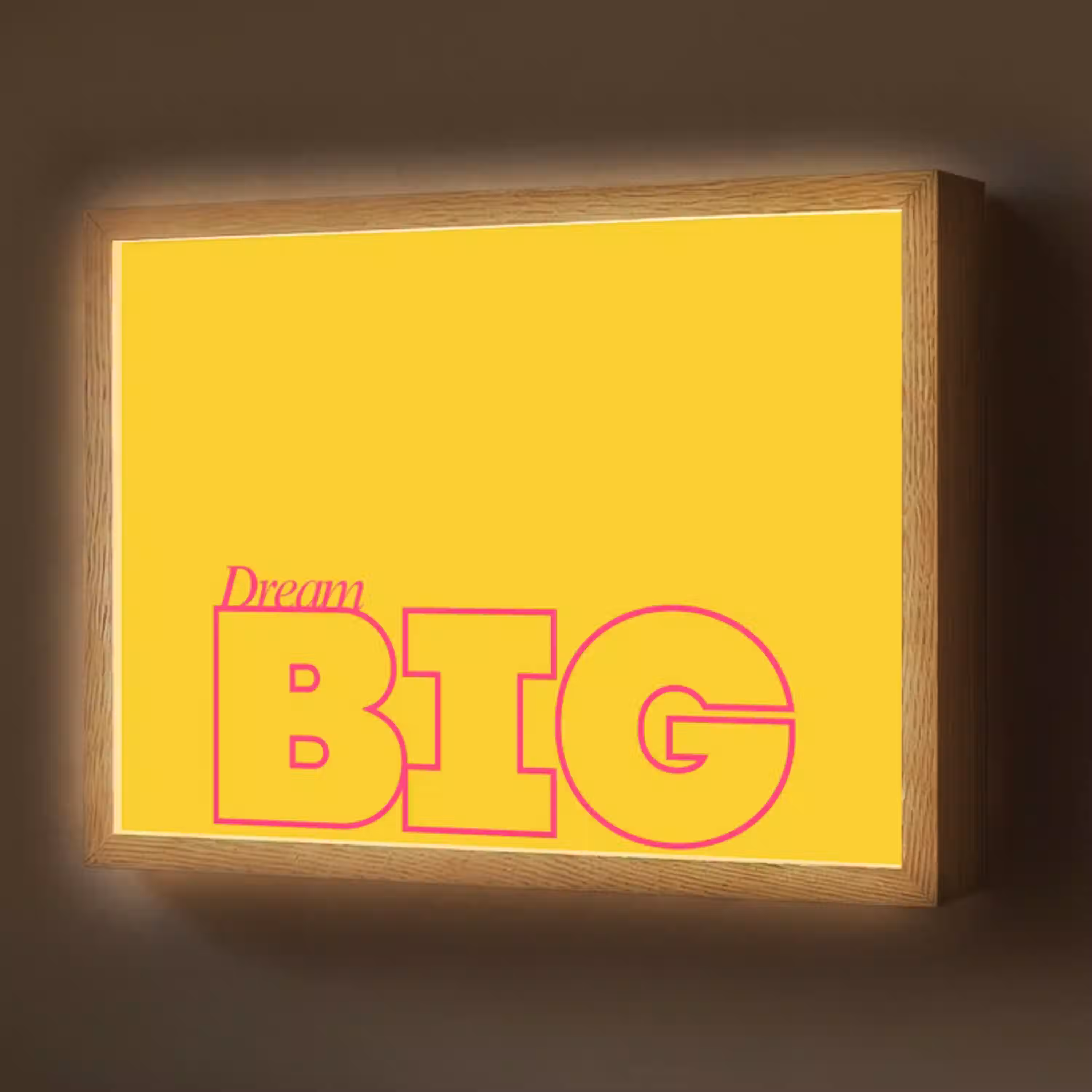 Dream big - Geel - Grafisch Light Box met batterij (Wandlamp) middel -z3d_website