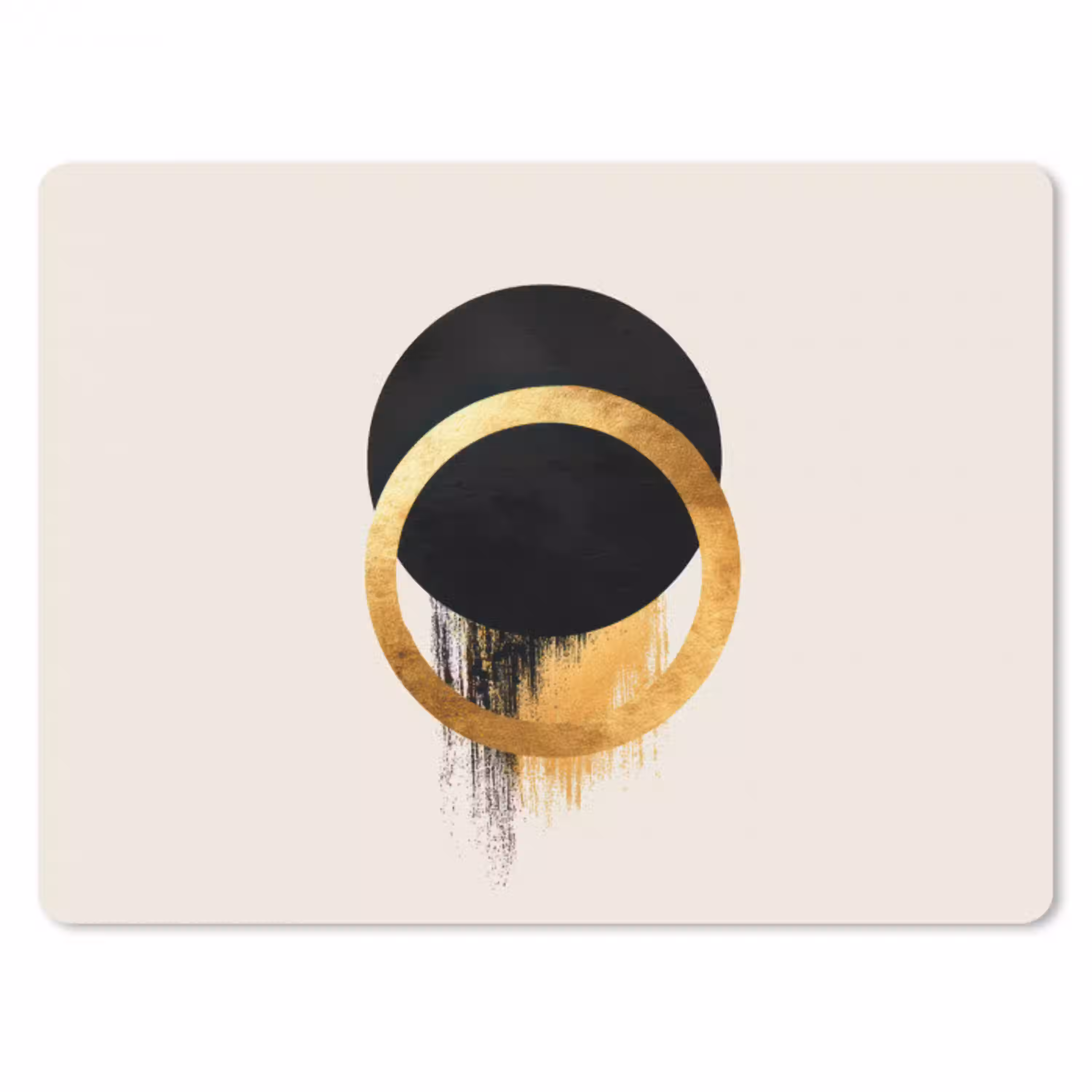 Abstract ontwerp - Zwarte cirkel - Verfvlekken muismat rubber klein -3d