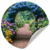 Doorkijk - Bloemen - Hortensia - Pad Wandcirkel behangsticker klein -3d