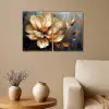 Bloem - Goud - Abstract - Verf Canvas - Meerluiken 2 luik klein -sfeer1