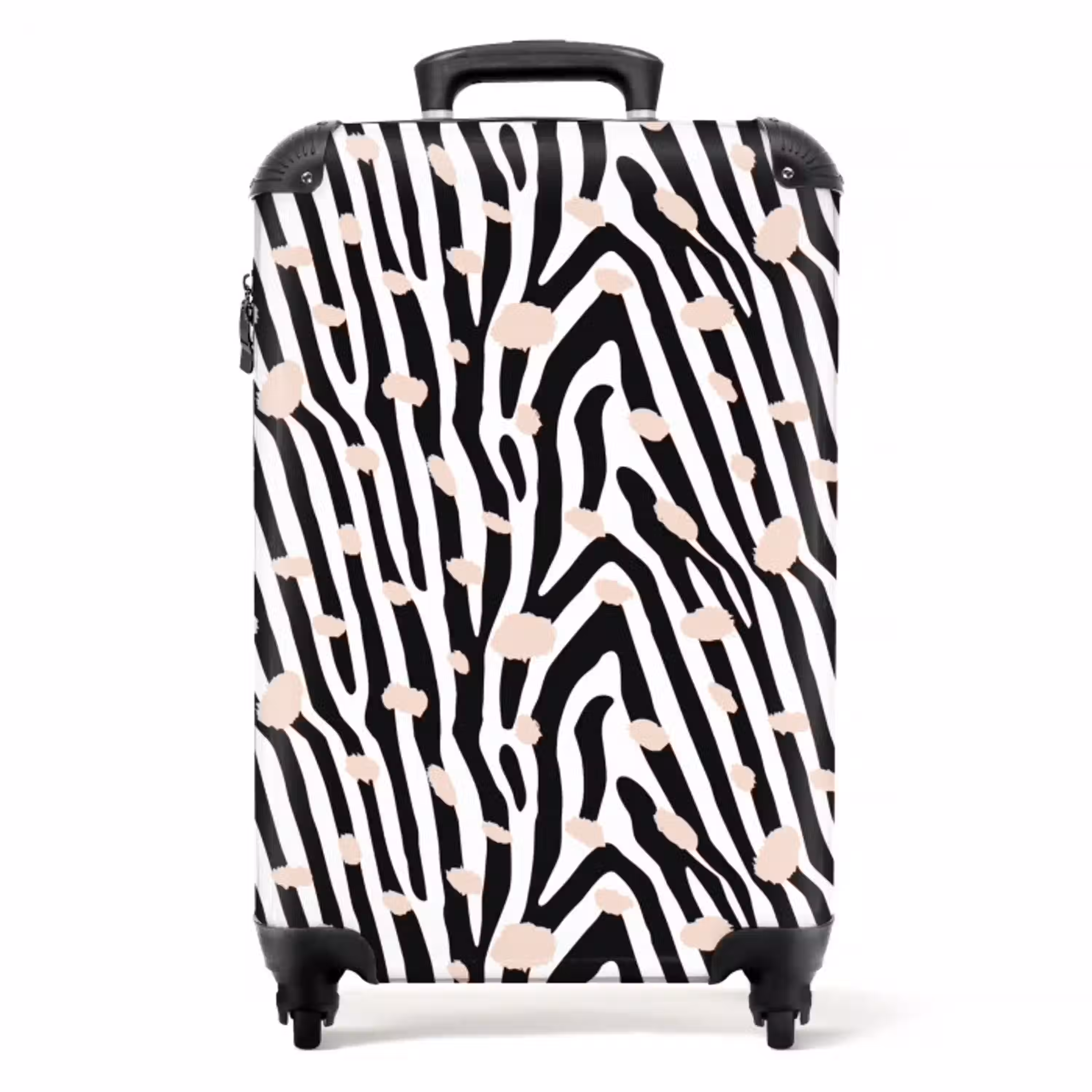 Patronen - Zwart - Wit - Minimalisme NBS - Handbagage koffer - Unisex middel -productfoto_recht