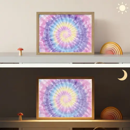 Spiraal - Tie dye - Pasteltinten Light Box met batterij (Wandlamp kind) middel -sfeer3_kind
