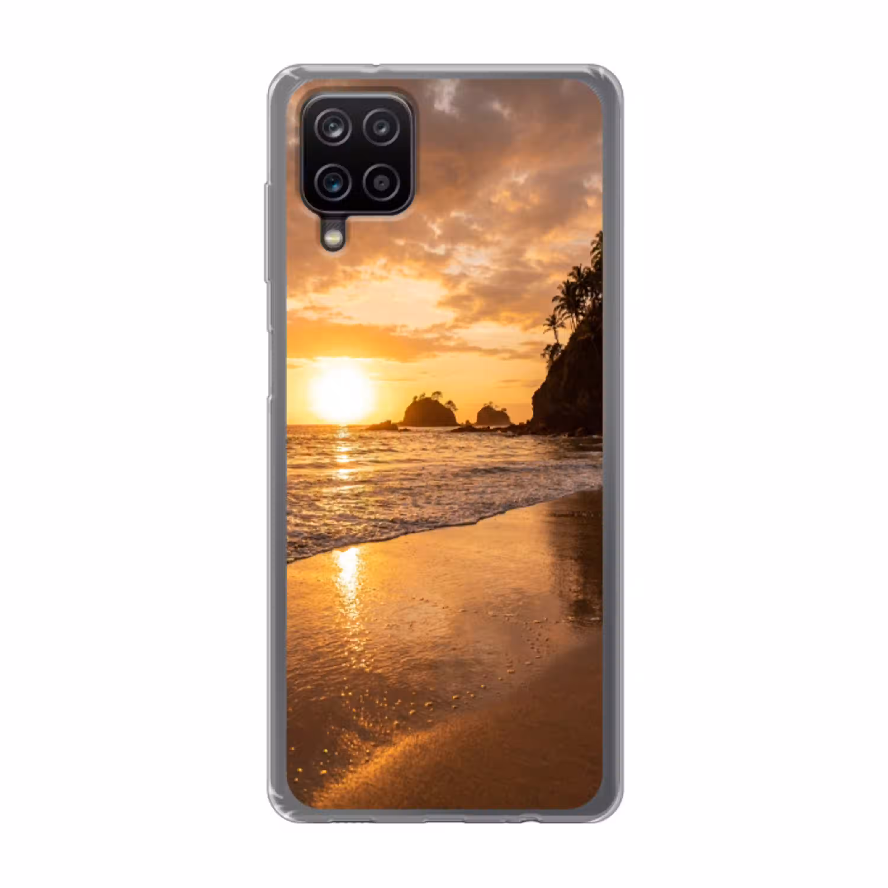 Strand - Zonsondergang - Natuur - Tropisch - Oranje Telefoonhoesje Samsung Galaxy A12 klein -3d