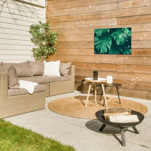 Monstera - Bladeren - Planten - Jungle - Natuur Tuinposter op houten frame 2 cm dik klein -sfeer2
