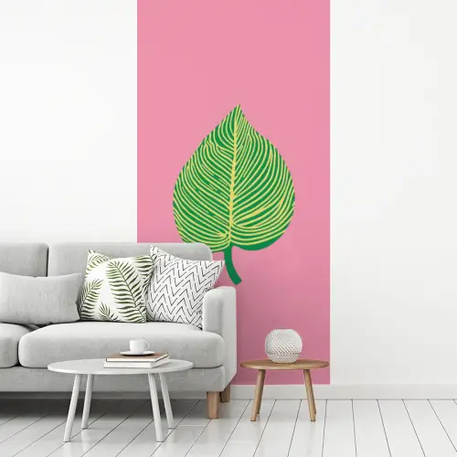 Illustratie - Blad - Minimalistisch - Groen fotobehang vinyl groot -woonkamer