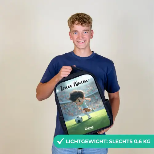 Jongen - Stadion - Voetbal - Zonlicht Rugzak - Zwart middel -sfeer7_NL