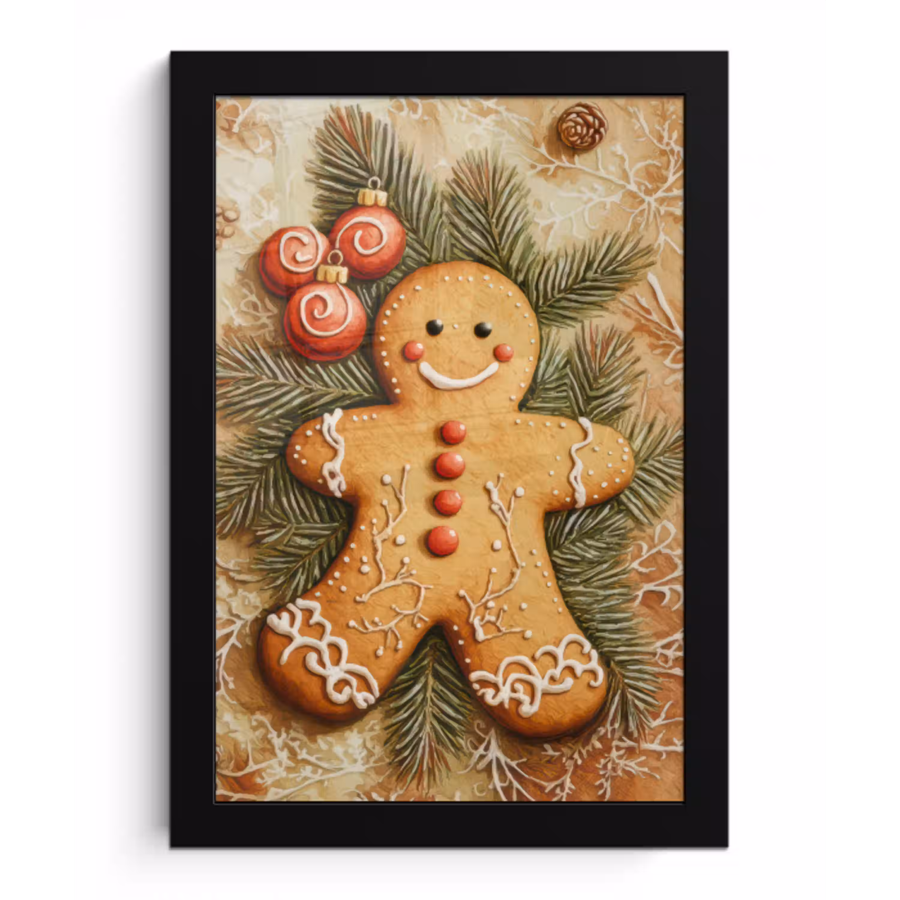 Kerstmis - Koekje - Poppetje - Speculaas fotolijst zwart zonder passe partout klein -3d