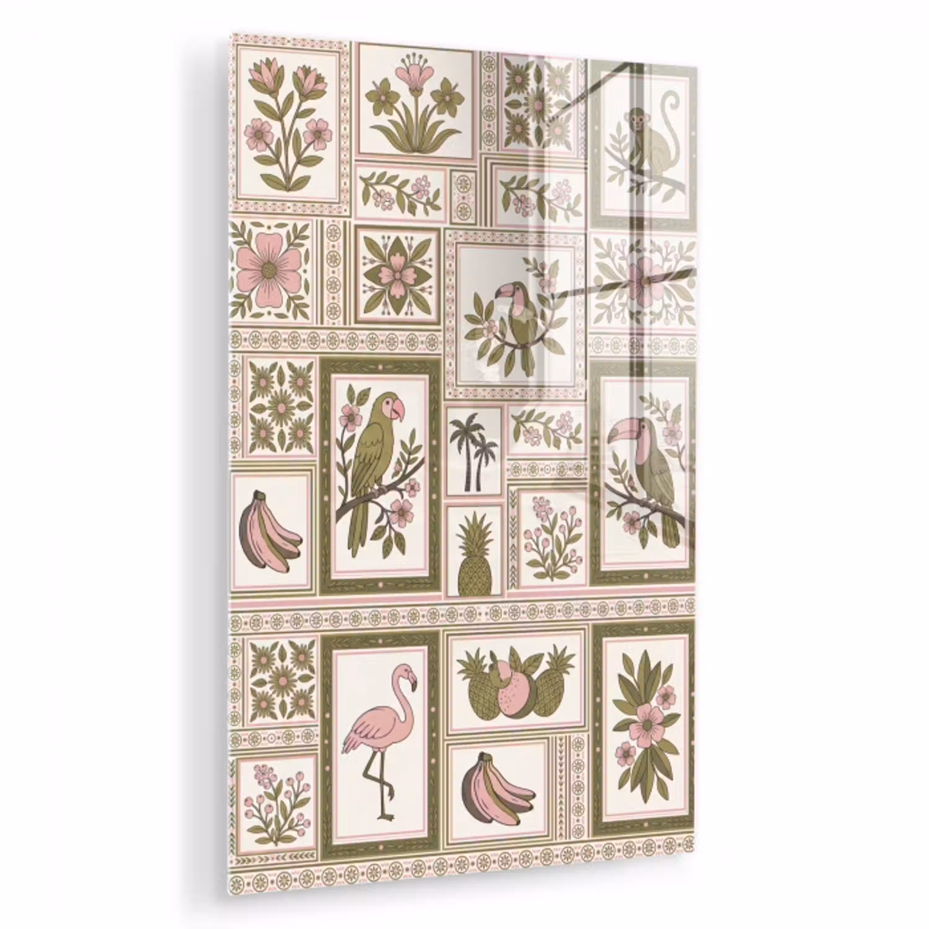Vogel - Tropisch - Patroon - Decoratief - Groen plexiglas 5mm klein -zzzproduct_nieuw