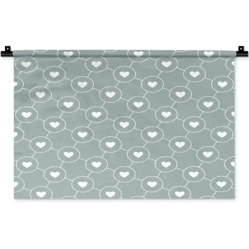 Hartjes - Wit - Rond - Patroon Wandkleed katoen klein 269 -zz3d