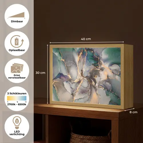 Goud - Blauw - Marmer Light Box met batterij (Wandlamp) middel -USP_websiteoverzichtNL