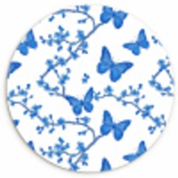 Vlinder - Bloemen - Blauw Wandcirkel kunststof plaat 5mm dik klein 188 -3d
